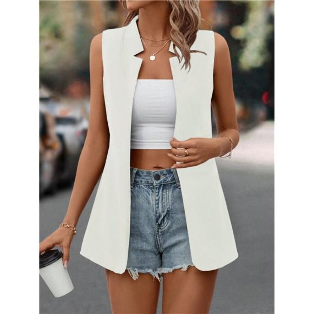 A Classy Chic Boutique White Sleeveless Blazer - Picture 5 of 7